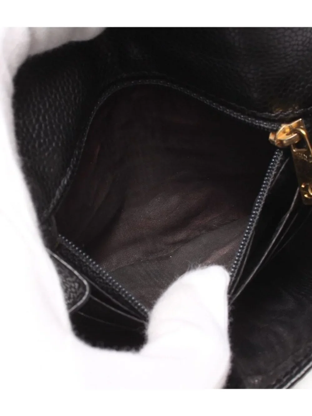 Chanel Coin Case Card Caviar Leather CC Logo Gold No 5